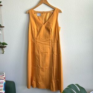 Akris Punto Goldenrod Dress with Pleated Decoration and Zip Back Size US 10